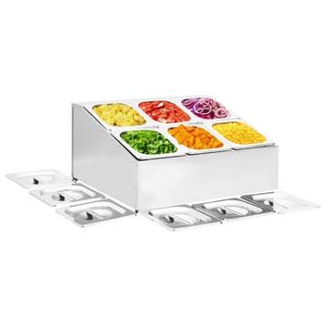 vidaXL Gastronormbakkenhouder met 6 GN 1/6 bakken roestvrij, Verzenden, Nieuw
