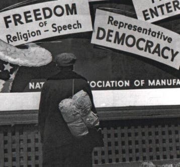 John Vachon - National Association of Manufacturers sign,