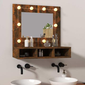 vidaXL Spiegelkast met LED-verlichting 60x31,5x62 cm gerookt, Huis en Inrichting, Verzenden, Nieuw