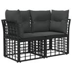 vidaXL Buiten loveseat 2 pcs Zwart en Donker Grijs poly, Verzenden, Nieuw
