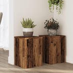 vidaXL Plantenstandaards 2 st 25x25x35 cm bewerkt hout oud, Verzenden, Nieuw