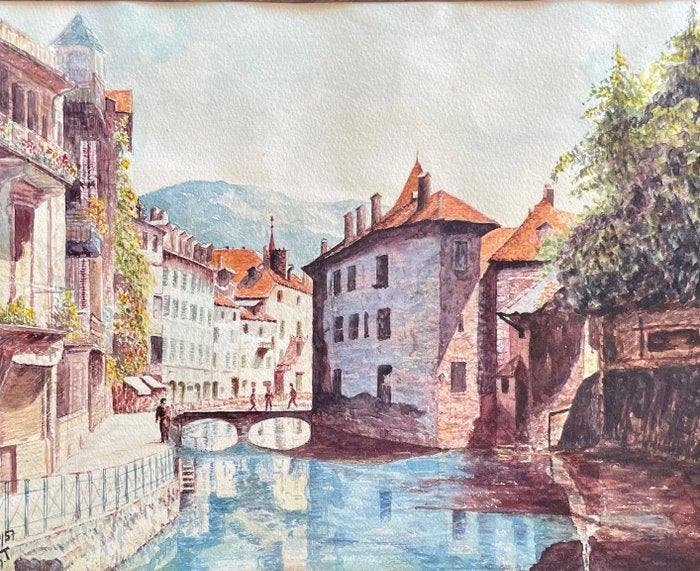 Franse school (XX) - Annecy, Antiek en Kunst, Kunst | Schilderijen | Klassiek