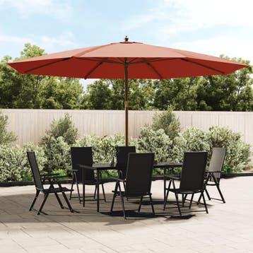vidaXL Parasol met houten paal 400x273 cm terracottakleurig, Verzenden, Nieuw
