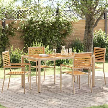 vidaXL Tuin stapelstoelen 4 st Bruin en Beige, Tuin en Terras, Verzenden, Nieuw