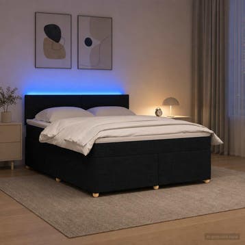 vidaXL Boxspringbed met matras met hoofdeinde Zwart 160 x, Verzenden, Nieuw