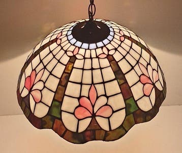 Lampe - Fleur de lotus - Vitrail - Lampe suspendue en