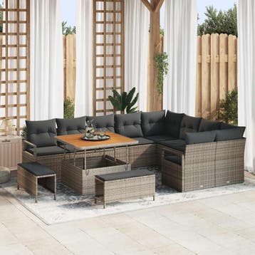 vidaXL Tuinbank Set 12 st 11-Aantal zitplaatsen Grijs, Verzenden, Nieuw