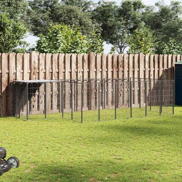 vidaXL Hondenkennel 8,47 m² staal zwart, Verzenden