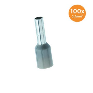 Adereindhuls Geïsoleerd 2,5mm² Grijs 100 stuks, Ophalen of Verzenden