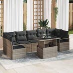 vidaXL Tuinbank Set met opslag 8 pcs Grijs Poly rattan, Verzenden, Nieuw