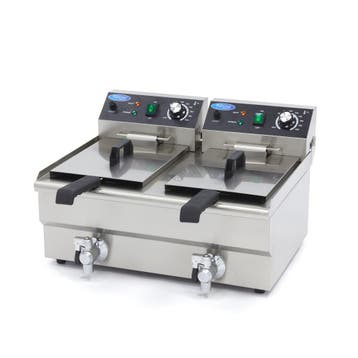 Frituurpan - 2x 10 L - 2 Manden - met Tapkraan, 4 liter of meer, Verzenden, Nieuw, Duo-friteuse