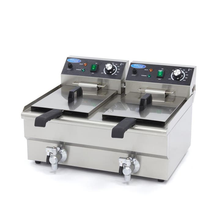 Frituurpan - 2x 10 L - 2 Manden - met Tapkraan, Elektronische apparatuur, Frituurpannen, Nieuw, Duo-friteuse, 4 liter of meer