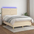 vidaXL Boxspring met matras en LED stof crèmekleurig 140x200, Verzenden, Nieuw