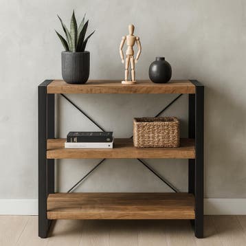 Boekenkast Mangohout Britt Laag 90 cm, Huis en Inrichting, Verzenden, Nieuw, Overige houtsoorten, Industriële meubels