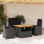 vidaXL 4-delige Tuinset met kussens poly rattan zwart, Verzenden, Nieuw, Tuinset