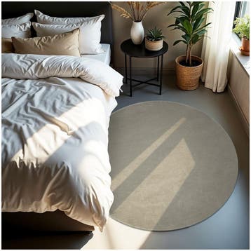 Kortpolig vloerkleed Soft Zone - Ø 120 cm, zandkleur, Verzenden