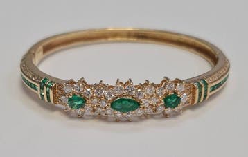 Armband - 18 karaat Geel goud - 4.50ct. tw. Smaragd -, Nieuw