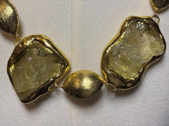Collier en quartz jaune citron brut. - Collier, Collections, Minéraux & Fossiles