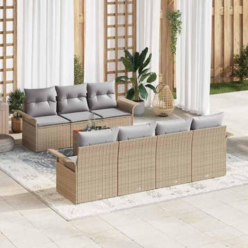vidaXL Tuinbank Set 8 st 7-Aantal zitplaatsen Beige en, Verzenden, Nieuw