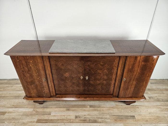 Credenza - Credenza Art Decò van eikenhout voor eetkamer met, Antiek en Kunst, Kunst | Designobjecten