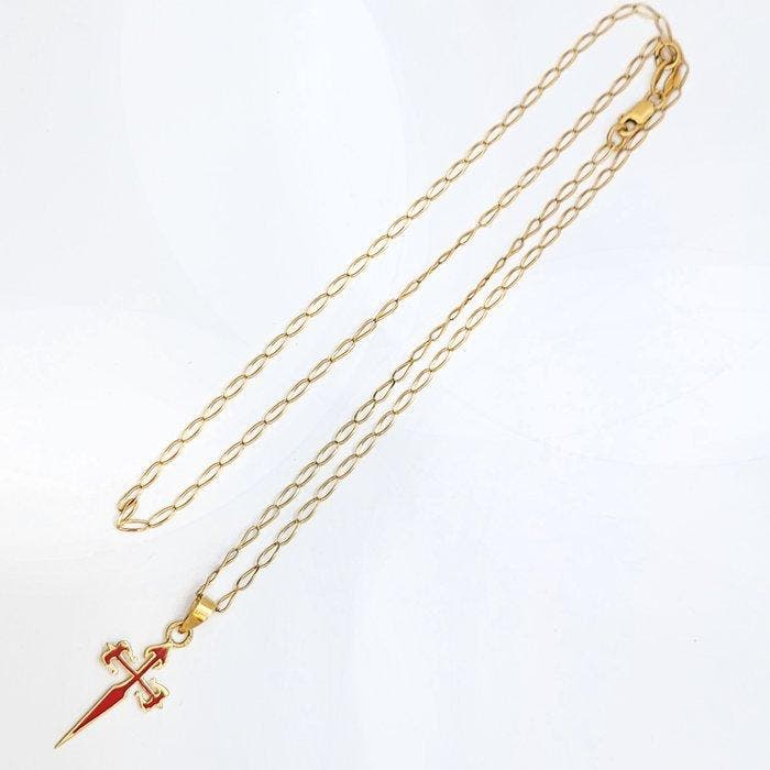Ketting met hanger - 18 karaat Geel goud, Bijoux, Sacs & Beauté, Bijoux anciens