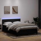 vidaXL Boxspring met matras en LED fluweel zwart 160x210 cm, Verzenden, Nieuw