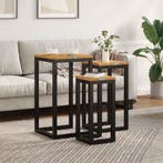 vidaXL Nesttafel 3 pcs Bruin Massief Teakhout, Verzenden, Nieuw