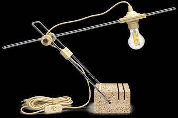 Fratelli Mannelli - Bureaulamp - Travertijn en metaal, Antiek en Kunst