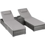 tectake Wicker-tweepersoonsligbed met tafel Carbonera, verst, Tuin en Terras, Verzenden, Nieuw