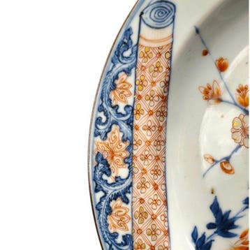 Imari porseleinen bord – Prunus-bloesems en vogel -