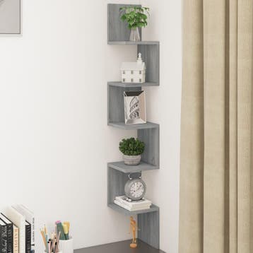 vidaXL Hoekwandschap 20x20x127,5 cm bewerkt hout grijs, Huis en Inrichting, Kasten | Wandmeubels, Verzenden, Nieuw