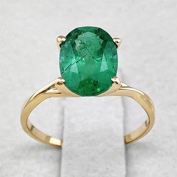 Bague - 14 carats Or jaune, Zambie - 2.60ct. tw. Émeraude -, Bijoux, Sacs & Beauté, Bagues