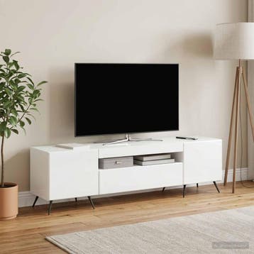 vidaXL LED tv-meubel Hoogglans Wit Bewerkt hout, Verzenden, Nieuw