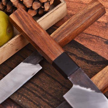Keukenmes - Chefs knife - Hoogwaardig staal, hout en met de, Antiek en Kunst