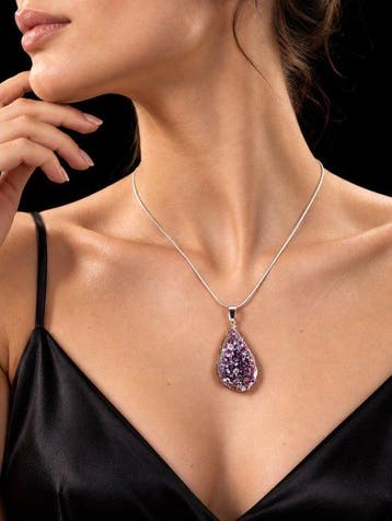 Collier en améthyste violette - argent sterling 925 -