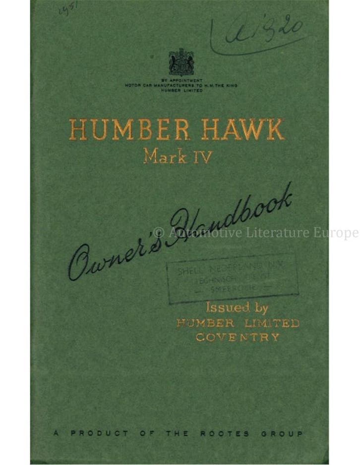 1952 HUMBER HAWK MARK IV INSTRUCTIEBOEKJE ENGELS, Auto diversen, Handleidingen en Instructieboekjes