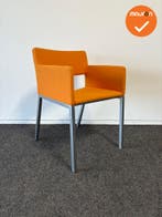 Vergaderstoel - oranje bestaande stoffering met grijs onders, Ophalen of Verzenden, Stoel