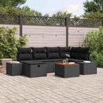 vidaXL Tuinbank Set met kussen met opslag 7 pcs Zwart Poly, Tuin en Terras, Verzenden, Nieuw