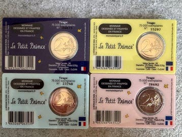 Frankrijk. 2 Euro 2026 Le Petit Prince (4 coincards)