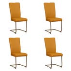 Set van 4 Leren eetkamerstoelen Dry - Toledo Leem, Ophalen of Verzenden, Nieuw, Leer, Eén