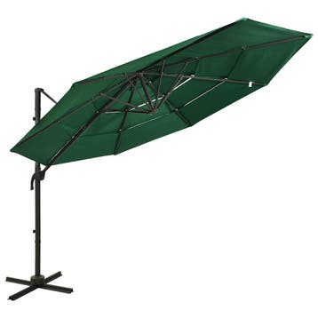 vidaXL Parasol 4-laags met aluminium paal 3x3 m groen, Verzenden