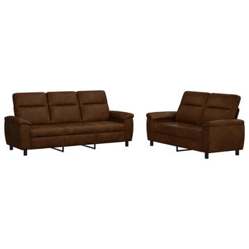 vidaXL bank / zetelstel 2 pcs Bruin Kunst Suède Leer, Huis en Inrichting, Verzenden, Nieuw