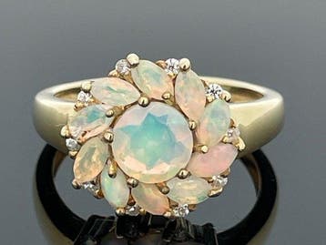 Zonder minimumprijs - Ring 925 zilver, Ethiopisch opaal,, Nieuw