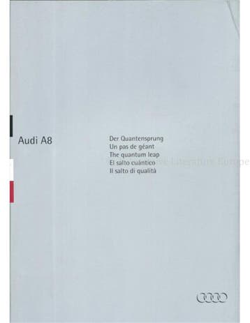 1994 AUDI A8 BROCHURE NEDERLANDS, Livres, Ophalen of Verzenden