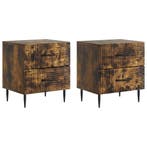vidaXL Nachtkastje met lade 2 pcs Gerookt eiken 43 x 34,5 x, Verzenden, Nieuw