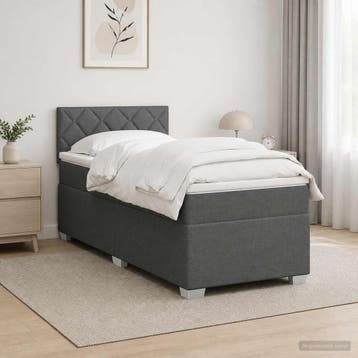 vidaXL Boxspringbed met matras en LED Donkergrijs Enkel Stof, Huis en Inrichting, Slaapkamer | Bedden, Verzenden, Nieuw
