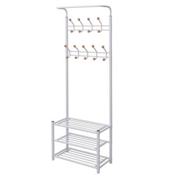 vidaXL Kledingrek met schoenenopberger 68x32x182,5 cm wit, Huis en Inrichting, Woonaccessoires | Kapstokken, Verzenden, Nieuw