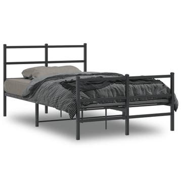 vidaXL Bedframe met hoofd- en voeteneinde metaal zwart, Verzenden