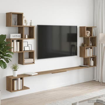 vidaXL Wandgemonteerd TV Rek Artisanaal eiken 160 x 15 x 94, Huis en Inrichting, Verzenden, Nieuw