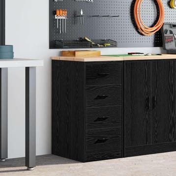 vidaXL Garagekast 40x51x85 cm massief grenenhout zwart, Verzenden